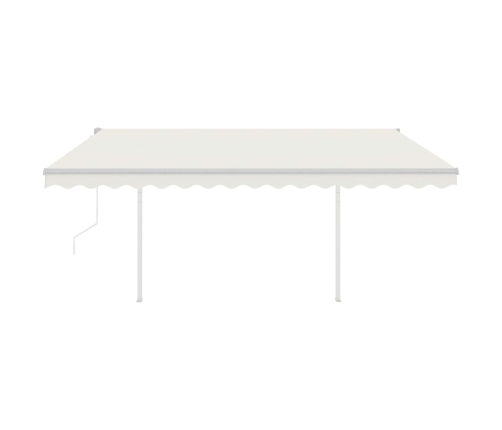 Toldo retráctil automático con postes crema 4x3 m