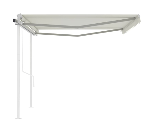 Toldo retráctil automático con postes crema 4x3 m