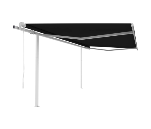 Toldo retráctil automático con postes gris antracita 4x3 m