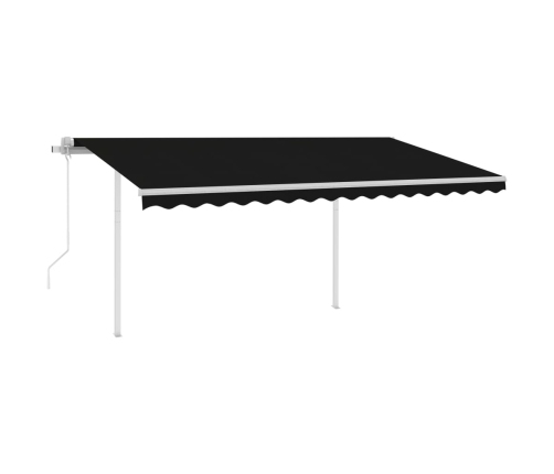 Toldo retráctil automático con postes gris antracita 4x3 m