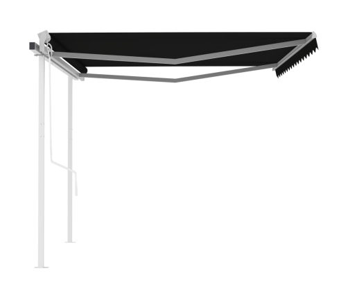 Toldo retráctil automático con postes gris antracita 4x3 m