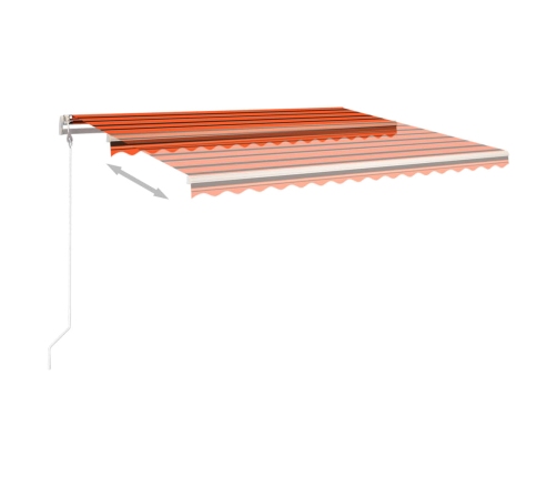 Toldo retráctil automático con postes naranja y marrón 4x3 m