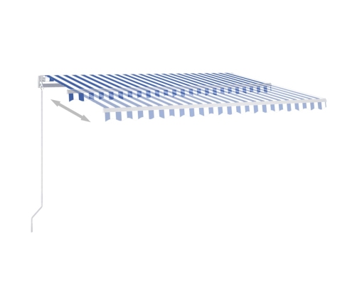 Toldo automático con LED y sensor de viento azul blanco 4x3 m