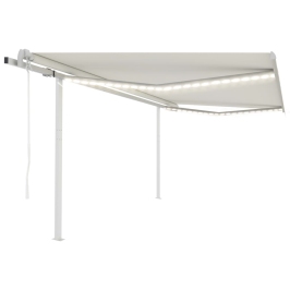 Toldo automático con LED y sensor de viento crema 4x3 m