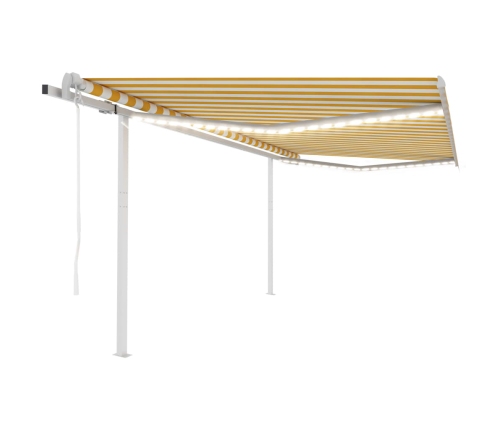 Toldo automático con LED y sensor viento amarillo blanco 4x3 m