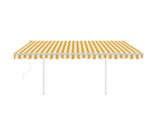 Toldo automático con LED y sensor viento amarillo blanco 4x3 m