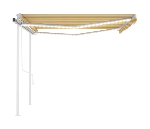 Toldo automático con LED y sensor viento amarillo blanco 4x3 m