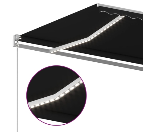 Toldo automático con LED y sensor de viento antracita 4x3 m