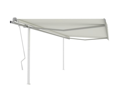 Toldo retráctil manual con postes crema 4,5x3 m