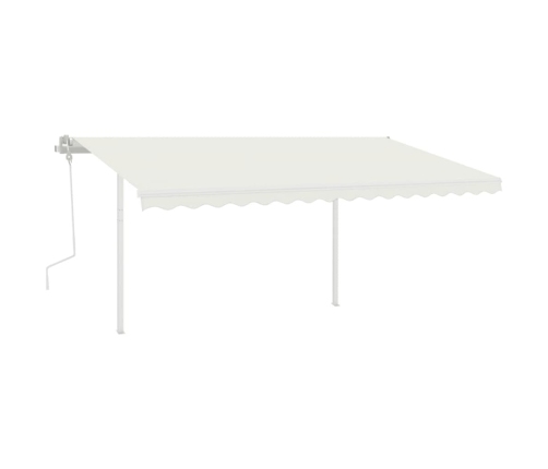 Toldo retráctil manual con postes crema 4,5x3 m