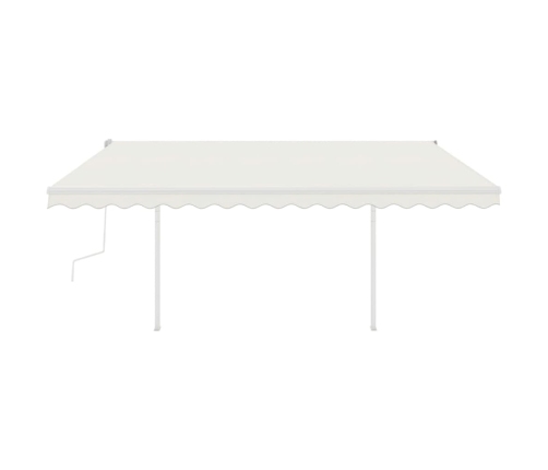 Toldo retráctil manual con postes crema 4,5x3 m