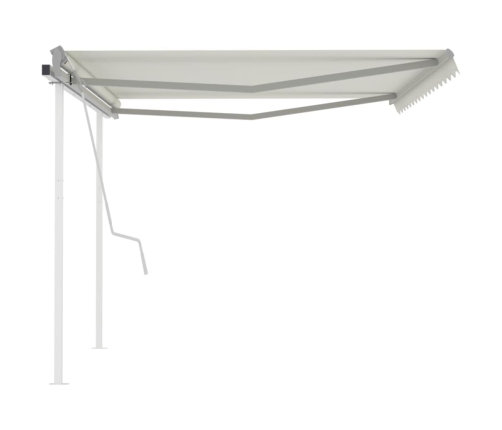 Toldo retráctil manual con postes crema 4,5x3 m