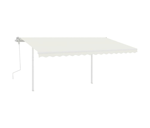 Toldo retráctil manual con luz LED color crema 4,5x3 m