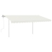 Toldo retráctil manual con luz LED color crema 4,5x3 m