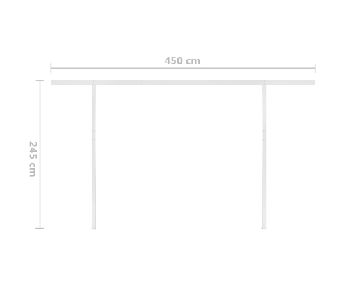 Toldo retráctil manual con luz LED color crema 4,5x3 m