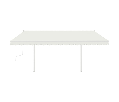Toldo retráctil manual con luz LED color crema 4,5x3 m