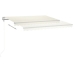 Toldo retráctil manual con luz LED color crema 4,5x3 m