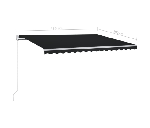 Toldo retráctil automático con postes gris antracita 4,5x3 m
