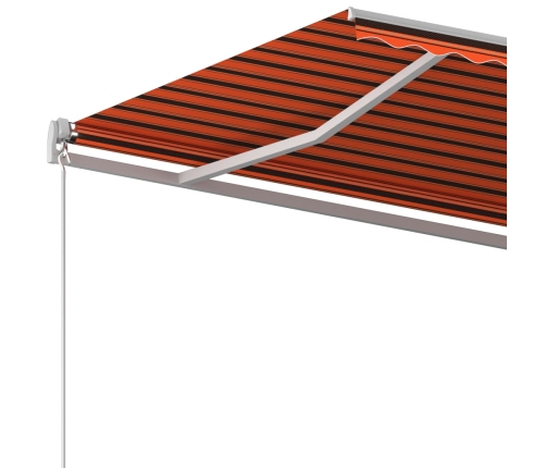 Toldo retráctil automático con postes naranja y marrón 4,5x3 m