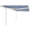 Toldo automático LED sensor de viento azul blanco 4,5x3 m