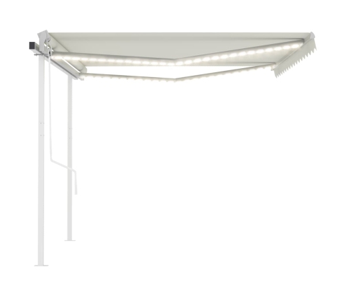 Toldo automático con LED sensor de viento crema 4,5x3 m