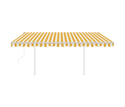 Toldo automático LED sensor de viento amarillo blanco 4,5x3 m