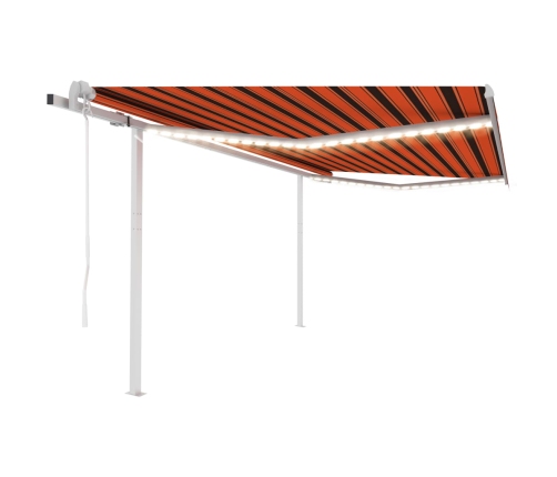 Toldo automático LED sensor de viento naranja marrón 4,5x3 m