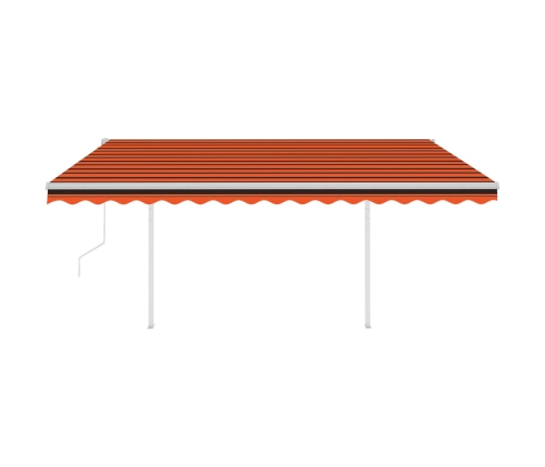 Toldo automático LED sensor de viento naranja marrón 4,5x3 m