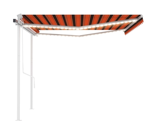 Toldo automático LED sensor de viento naranja marrón 4,5x3 m