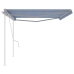 Toldo manual retráctil con postes azul y blanco 5x3 m