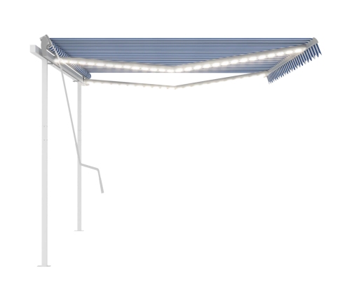 Toldo retráctil manual con luz LED azul y blanco 5x3 m