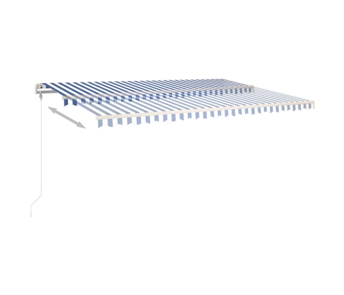 Toldo retráctil manual con luz LED azul y blanco 5x3 m