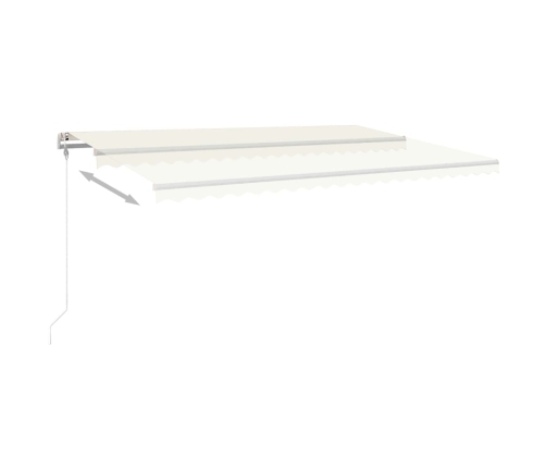 Toldo retráctil manual con luz LED crema 5x3 m