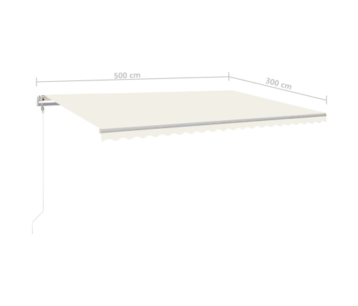 Toldo retráctil manual con luz LED crema 5x3 m