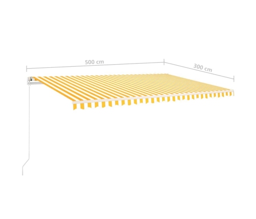 Toldo retráctil manual con luz LED amarillo y blanco 5x3 m