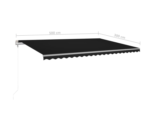 Toldo retráctil manual con luz LED gris antracita 5x3 m