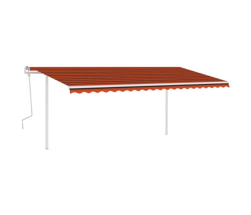 Toldo manual retráctil con luz LED naranja y marrón 5x3 m