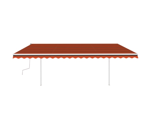 Toldo manual retráctil con luz LED naranja y marrón 5x3 m