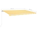 Toldo retráctil automático con postes amarillo y blanco 5x3 m