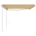 Toldo retráctil automático con postes amarillo y blanco 5x3 m