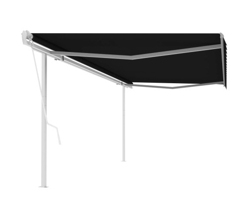 Toldo retráctil automático con postes gris antracita 5x3 m