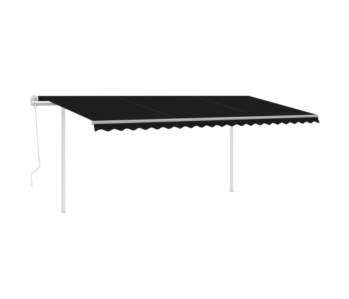 Toldo retráctil automático con postes gris antracita 5x3 m