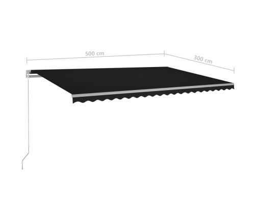 Toldo retráctil automático con postes gris antracita 5x3 m