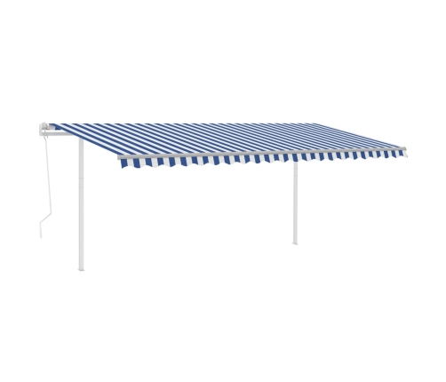 Toldo automático con LED y sensor de viento azul y blanco 5x3 m