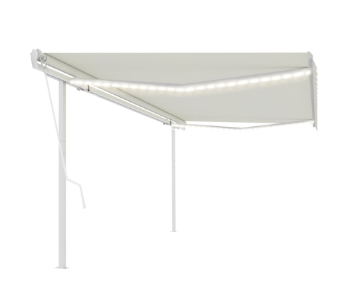 Toldo automático con LED y sensor de viento crema 5x3 m