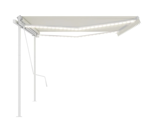 Toldo automático con LED y sensor de viento crema 5x3 m