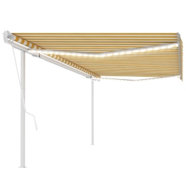 Toldo automático LED y sensor de viento amarillo blanco 5x3 m