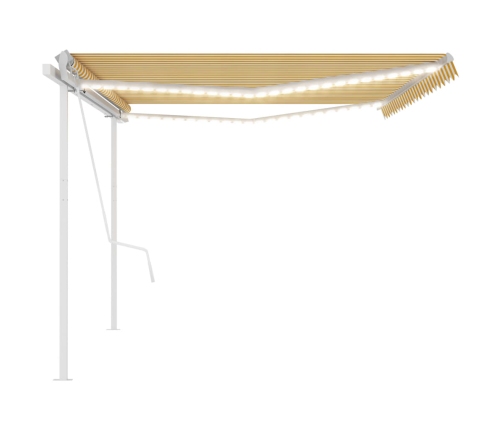 Toldo automático LED y sensor de viento amarillo blanco 5x3 m