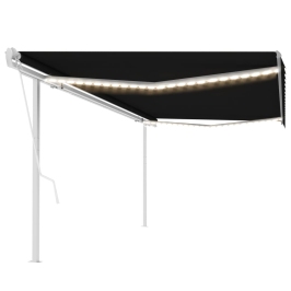 Toldo automático con LED y sensor de viento antracita 5x3 m