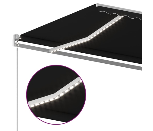 Toldo automático con LED y sensor de viento antracita 5x3 m